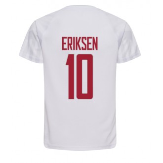 Danmark Christian Eriksen #10 Borta Kläder VM 2022 Kortärmad